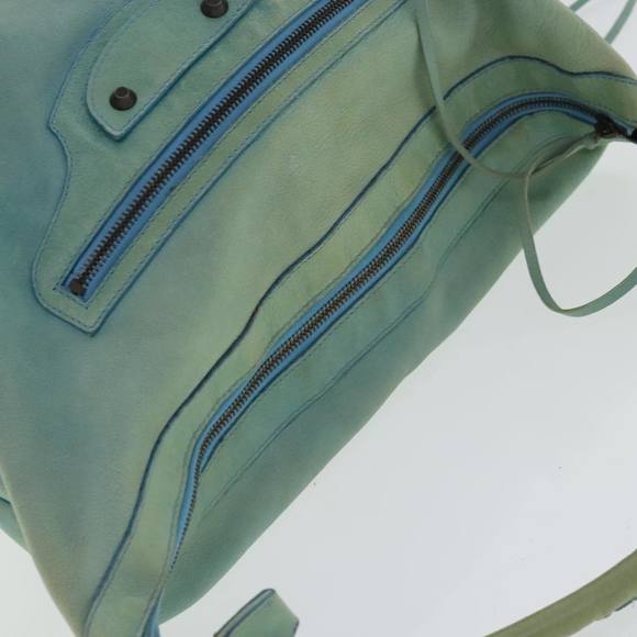 BALENCIAGA The Day Shoulder Bag Leather Light Green 140442 Auth 95358 - Picture 6 of 16